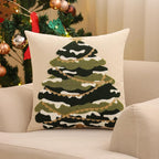 Tosleo Christmas Tufted Pillow Covers 18 x 18 inch Set of 2 Green Xmas Tree with Gold Star Throw Pillow Cover Party Decor Winter Holiday Embroidery Cushion Case for Sofa Couch Bed Living Room