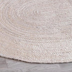 HOMEMONDE Reversible Oval Jute Area Rug - Hand Woven Natural Fiber - Farmhouse Braided Rugs for Entryway/Front Door/Porch/Meditation Mat/Home Decor (2.3 x 4 ft, Off White)