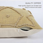 Boho Geometric Textured Lumbar Pillow Cover 12x 20, Woven Tufted Neutral Decorative Linen Pillow Cushion Case, Farmhouse Home Decor for Outdoor Couch Bedroom Car Sage Green