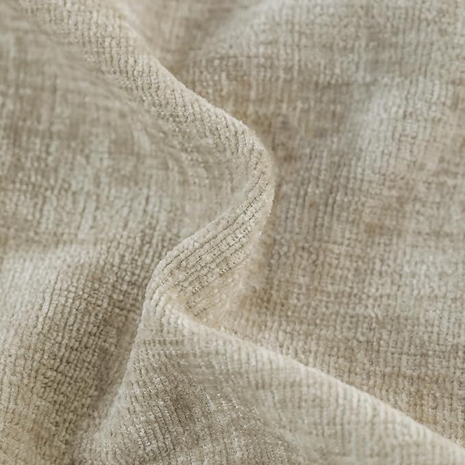 CaliTime Throw Pillow Covers Decorative 18 X 18 Inches Pack of 2 Cotton Thread Stitching Edges Solid Dyed Soft Chenille Cushion Cases for Couch Sofa Bed Living Room Farmhouse Light Taupe
