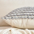 Aeckself Handmade Boho Chenille Tufted Pillow Cover 12x20 Inch, Rectangle Decorative Lumbar Throw Pillow Cover Neutral Pillowcase for Couch Bedroom Living Room, Grey Blue