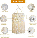 Bioaqua Boho Lamp Shade,Macrame Pendant Light Shade, Handmade Boho Light fixtures Hanging Lights with Plug in Cord,Boho Hanging Lamp for Living Room Bedroom(Type 2)