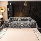 VClife Bohemian Aztec Couch Cover Sectional Sofa Slipcover Washable Chenille Couch Cover for 3 Cushion Couch Sofa - Gray White Tribal Geometric Pattern Furniture Protector with Tassel Edge 71" X 134"
