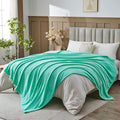 NEWCOSPLAY Super Soft King Blanket Aqua Premium Silky Flannel Fleece Leaves Pattern Lightweight Bed Blanket All Season Use (Aqua, King(90"x110"))