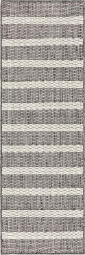 Nourison Home Positano Charcoal Ivory 2' x 6' Area Rug - Easy Clean, Non Shedding, Bed Room, Living Room, Dining Room, Kitchen (6' Runner)