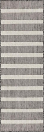 Nourison Home Positano Charcoal Ivory 2' x 6' Area Rug - Easy Clean, Non Shedding, Bed Room, Living Room, Dining Room, Kitchen (6' Runner)