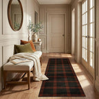 2x6 Front Door Runner for Indoor Entryway - Retro Buffalo Plaid Front Door Mat Indoor Entrance, Non Slip Washable Rug for Kitchen, Bedroom, Washable Easy Jute Red and Black Fall & Holiday Decor