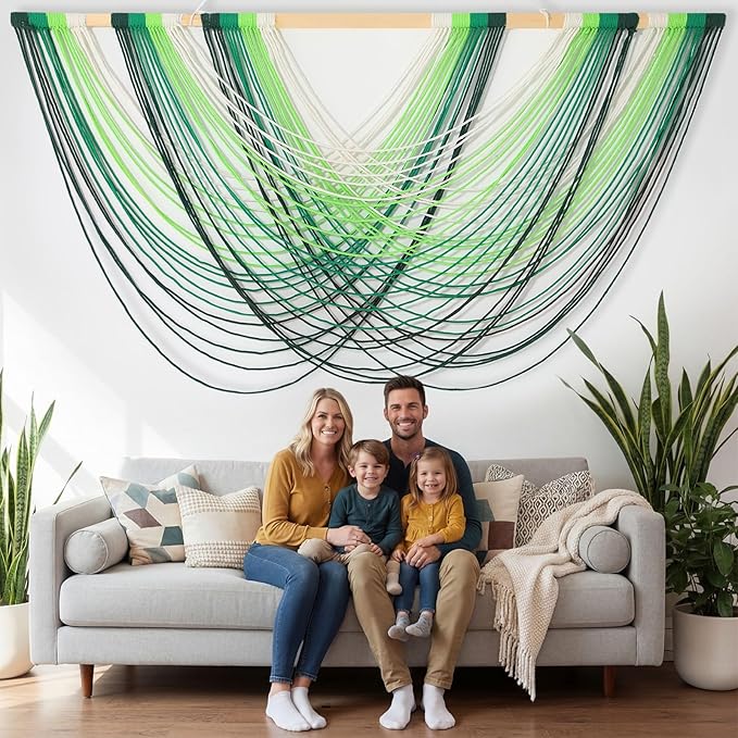 Tiamon Boho Wall Decor - 59''W x 35.4'' L Macrame Wall Hanging Dip-Dye Large Tapestry Art for Home Bathroom Farmhouse Bedroom Living Room Office Natural Modern Rustic Decoration