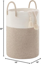 YOUDENOVA Woven Rope Laundry Hamper Basket, 72L Tall Luandry Basket, Baby Nursery Hamper for Blanket Storage in Bedroom-Large-Brown