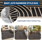 GarveeHome Rainbow Easy Jute Rug 5x7 Abstract Washable Non Slip Living Room Ultra-Thin Bedroom Rug, Non Skid Backing Non Shedding Accent Carpet for Dining Room Office