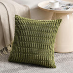 Fancy Homi 4 Packs Boho Moss Green Decorative Throw Pillow Covers 14x14 Inch for Couch Bed Sofa, Rustic Modern Farmhouse Home Decor, Soft Plush Corduroy Cute Square Cushion Case 35x35 cm