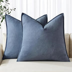 MIULEE Decorative Linen Euro Sham Pillow Covers 24x24 Inch Blue Ashes Boho Farmhouse Neutral Couch Throw Pillows for Bed Pack of 2 Accent Modern Pillowcase Sofa Livingroom Home Decor