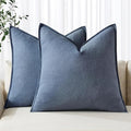 MIULEE Decorative Linen Euro Sham Pillow Covers 22x22 Inch Blue Ashes Boho Farmhouse Neutral Couch Throw Pillows for Bed Pack of 2 Accent Modern Pillowcase Sofa Livingroom Home Decor