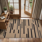 Tangsoo Modern Easy Jute 2x4 Rug for Entryway,Washable Thin Outdoor Door Mat,Non-Slip Indoor Floor Carpet Farmhouse Irregular Stripe Small Throw Mat for Kitchen Hallway Bedroom Front Porch Entrance