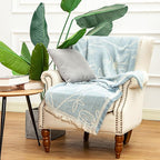 LALIFIT Boho Chic Decorative Throw Blanket Vintage Woodland Floral Bird Design with Tassels Soft Cotton Lightweight & Cozy for Home, Couch, Sofa, Farmhouse 50x60 Inches (Sky Blue)