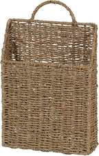 Rectangular Wicker Hanging Baskets, Set of 2, Small and Large, Handwoven Seagrass, Durable Metal Wire Frame, Multipurpose and Contemporary, Perfect for Organizing Newspapers, Mail and More, Natural