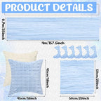 91 x 71 Extra Large Outdoor Boho Picnic Blanket with Table Runner Light Blue, 6 Throw Pillow Covers 6 Napkins Woven Cotton Yarn Oversize Beach Blanket Washable Picnic Camp Wedding