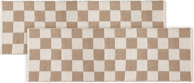 · REDEARTH · Jute Cotton Area Rug - 2'x6' Rectangular Rug, Sustainable Handwoven, Non-Shedding, Soft & Durable – Reversible, Neutral Tones for Home Décor in Living Room, Dining Room, Bedroom, Set of 2