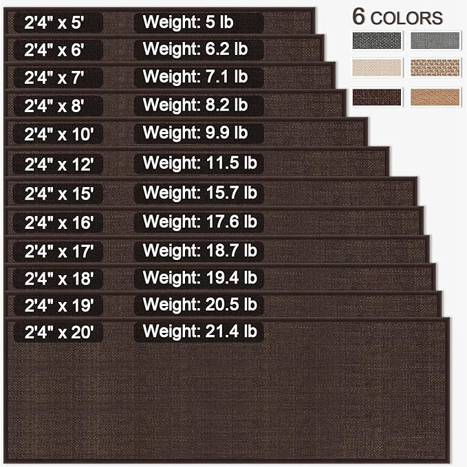 Jute Runner Rug Non Slip Washable, 17ft Rubber Backed Laundry Rugs Laundry Room Runner, Long Hallway Carpet Rug Mat, Deep Brown