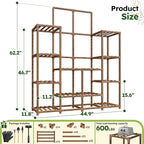 EnHomee Plant Stand Indoor Wood Plant Stand Outdoor Tiered Plant Shelf for Multiple 16-21 Potted Plants for Living Room Patio Balcony Yard Garden 44.9" W x 11.8" D x 62.2" H