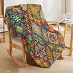 Boho Floral Throw Blanket Colorful Mandala Bohemian Indian Hippie Vintage Blanket for Sofa Bed Couch Chair or Dorm 50"x60"