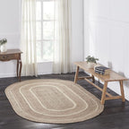 VHC Brands Jute Rug Oval with Pad, Natural & Crème, 60x96