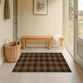 JTJ Vintage Large Door Mat Indoor Entrance - 2x4 Easy Jute Fall Rugs Outdoor for Patio, Balcony, Kitchen, Mudroom, Washable Earthy Brown and Red Checkered Elegence Décor
