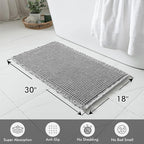 MIULEE Set of 2 Waffle Bathroom Rugs, Boho Bath Rugs Non Slip Washable, Super Absorbent Bath Mats, Ultra Soft Rubber Backed Shower Mats for Bathroom Floor, Tub and Shower, Light Grey, 18x30 Inch