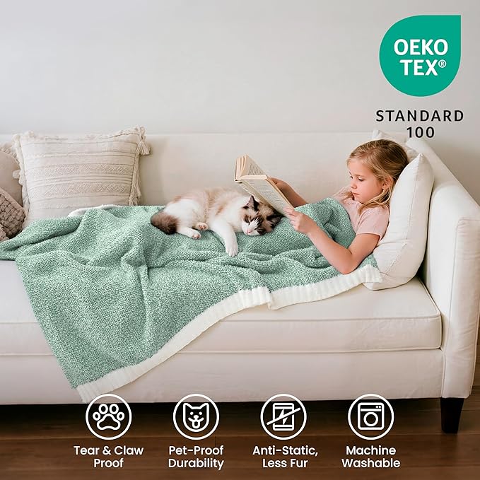 Joiedomi Twin Blanket for Couch Bed, Sage Green Knitted Blankets Gifts for Women Mom Girls, Cozy Cute Soft Throw Home Room Decor Aesthetic for Women Mothers Birthday Gifts 60x80 Inches
