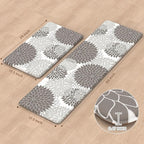 Anti Fatigue Kitchen Mats,Non Slip Boho Dahlia Kitchen Rugs Sets 2 Piece, Waterproof Farmhouse Kitchen Mat for Floor,Cushioned Standing Mat for Office,Laundry,Sink,Desk,Grey