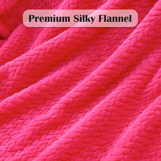 NEWCOSPLAY Super Soft Throw Blanket Dark Rose Red Premium Silky Flannel Fleece Leaves Pattern Lightweight Bed Blanket All Season Use (Dark Rose Red, Throw(50"x60"))