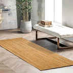 Hand Woven Jute Area Rug - 2' x 6' Feet - Rustic Beige Reversible Rectangular Rugs for Bedroom, Kitchen, Living Room - Vintage Natural Braided Entry Floor Décor Boho Jute Rug 24 X72 Inches