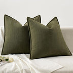 MIULEE Pack of 2 Olive Green Decorative Pillow Covers 20x20 Inch Soft Chenille Luxurious Couch Throw Pillows Farmhouse Cushion Covers with Elegant Design for Sofa Bedroom Living Room Home Decor