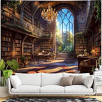Accnicc Vintage Library Tapestry Medieval Bookshelf Tapestries Wall Hanging Fantasy Academia Hall Book Backdrop Extra Large Tapestry for Bedroom Living Room Dorm Classroom 90 x 68 inch
