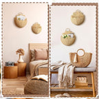 Domensi 4 Pcs Scalloped Wall Baskets Hanging Baskets 4 Different Sizes Large and Small Hand Woven Plastic Rattan Craft Original Storage Holder Scalloped Decor for Nursery Home House Bathroom