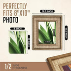 Rattan Picture Frame for 8x10 Photos | EACH UNIQUE Natural Fir Wood, Handwoven Rattan Mat, Boho Coastal Decor, Wall/Table Mount (12.5" x 14.5" Outer)
