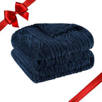 Superior Fleece Boho Jacquard Blanket, Decorative Blankets for Bedroom, Sofa, Fuzzy, Plush, Fluffy, Soft, Cute Room Decor, Beautiful Cover, Comfort Essentials, Arctic Collection, Throw XL, Navy Blue