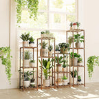 Bamworld 4 Sets Tall Plant Stands Indoor Outdoor Combo Plant Shelves Wooden Plant Holder Rack for Multiple Plants Flower Stands for Living Room Balcony Garden Patio Lawn Window