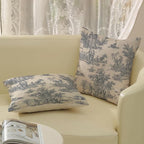 Blue Toile Pillow Covers 18x18 Inch Set of 2 Vintage French Country Throw Pillows Outdoor French Country Decorative Pillow Cases Rustic Linen Decor Farmhouse Cushion Case for Couch Bedroom
