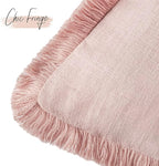Foindtower Set of 2 Decorative Linen Fringe Throw Pillow Covers Boho Farmhouse Cushion Cover with Tassels Soft Accent Pillowcase for Couch Chair Sofa Bed Living Room Home Decor,22×22 Inch,Light Pink
