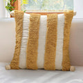 Boho Pillow Covers 18X18 Inch Boho Tufted Linen Throw Pillow Covers Decorative Pompoms Cushion Cover Farmhouse Pillow Case for Couch Sofa Bed Living Room Bedroom,Mustard Yellow