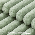 Pallene Faux Fur Plush Spring Throw Pillow Covers 22x22 Set of 2, Luxury Soft Fluffy Striped Decorative Pillow Covers for Sofa, Couch, Living Room, Sage Green