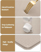 Color&Geometry Anti Fatigue Cushion Padded Kitchen Mat for Floor - 17x29+17x59,Easy Clean, Water & Oil Proof, Anti Slip, Foam Rubber Runner Rug for Front Sink Comfort Standing,Dark Beige Set of 2