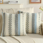 FUTEI Grey Decorative Throw Pillow Covers 20x20 Inch Set of 2, Soft Tufted Striped Textured Accent Cushion Case,Boho Pillows for Couch Decor