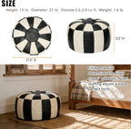 Thgonwid Unstuffed Moroccan Ottoman Pouf Cover, Ottoman Footstool Storage Solution, Bean Bag Chair, Foot Rest, Multi-Black&White