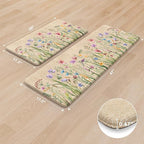 KIMODE Anti Fatigue Kitchen Mat, 17"x47"+17"x29" Floral Kitchen Rugs Sets of 2, Farmhouse Kitchen Floor Mats Non-Slip Cushioned, Comfort Standing Desk Mat for Sink, Laundry,Home Brown