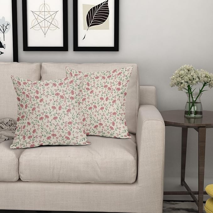 Green Pink Floral Pillow Covers 24x24 Set of 2 Vintage Rustic Old Style Cute Small Flower Print Decorative Outdoor Pillowcases Farmhouse Throw Cushion Case Decor for Couch Sofa Bed