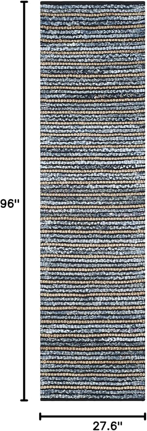 SAFAVIEH Cape Cod Collection Runner Rug - 2'3" x 8', Blue & Natural, Handmade Flat Weave Braided Jute & Cotton, Ideal for High Traffic Areas in Living Room, Bedroom (CAP363A)