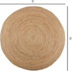 · REDEARTH · Round Area Rug - 5 Feet Braided Natural Jute Rug- Artisan Made Reversible Boho Jute Rugs for Bedroom - Kitchen - Living Room - Farmhouse - Home Decor - Handmade Rustic Vintage Décor