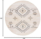 SAFAVIEH Kilim Collection Area Rug - 9' Round, Ivory & Black, Handmade Flatweave Boho Tribal Jute, Ideal for Living Room, Bedroom, Dining Room (KLM762A-9R)